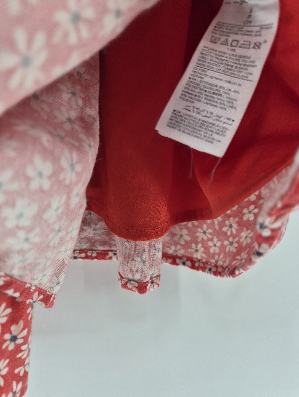 Old Navy Red Ditsy Floral Linen Blend Dolman Wrap Midi Dress Small Cottagecore - Picture 6 of 10